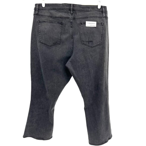 NEW VIGOSS Womens Distressed Crop Jeans Size 16 Stevie Straight Stretch Charcoal - Picture 2 of 13